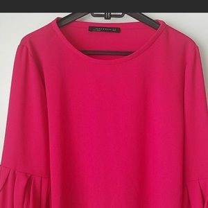 Zara fuschia pink top with bell sleeves